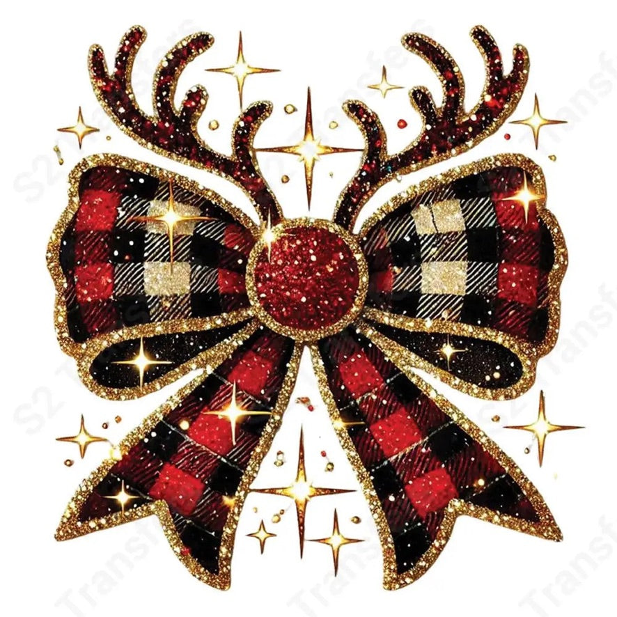 Rustic Reindeer Christmas Bow Graphic Tee
