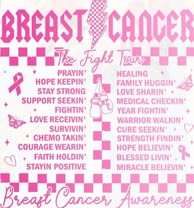Breast Cancer Fight Tour Front & Back Graphic Tee