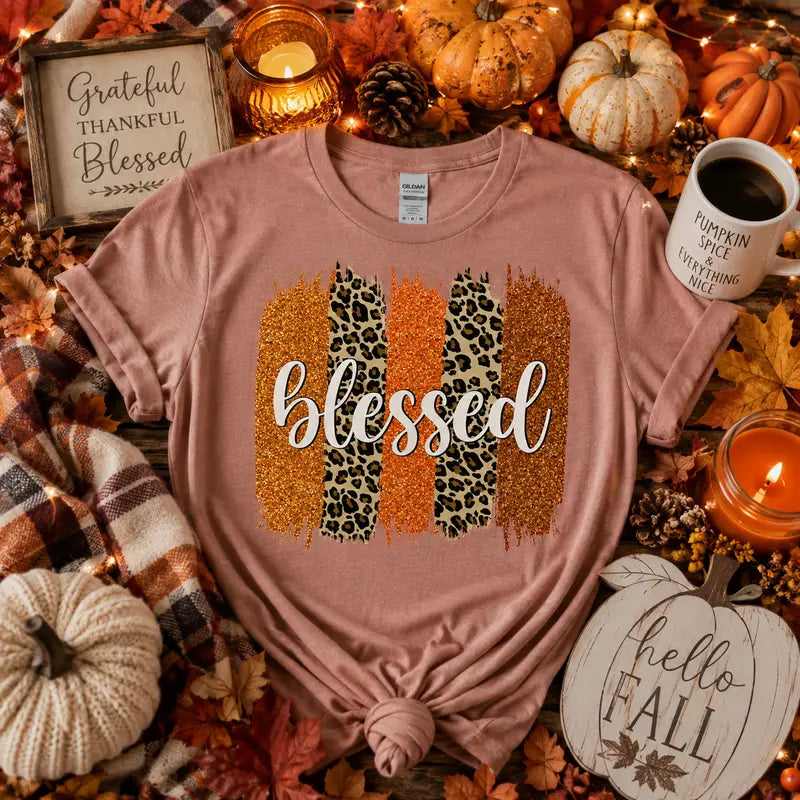 Blessed Leopard Fall Graphic Tee