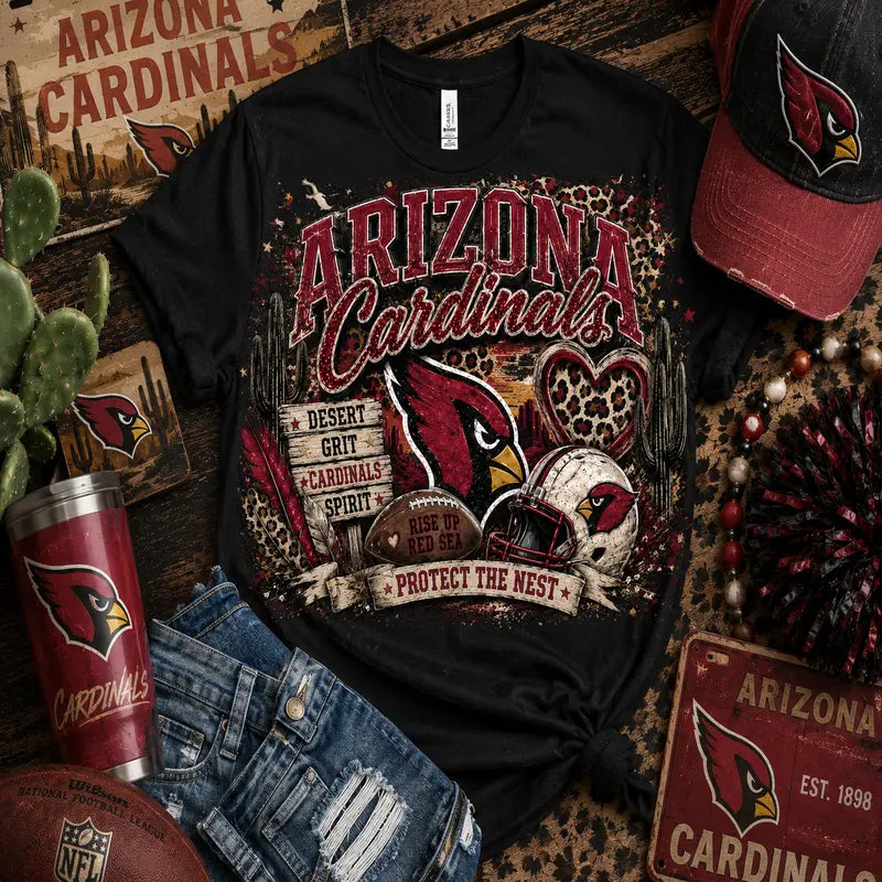 Arizona Cardinals Desert Grit Game Day Leopard Graphic Tee