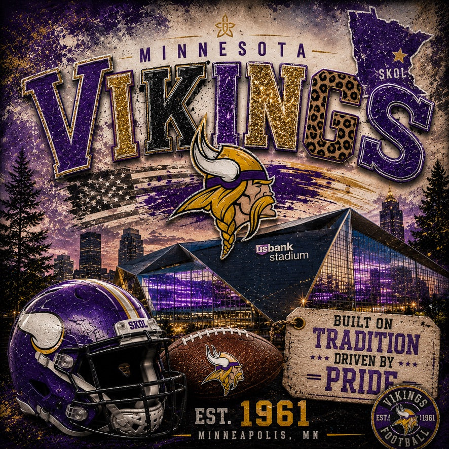 Minnesota Vikings Football Graphic Tee | U.S. Bank Stadium | SKOL Vikings Shirt | Purple & Gold Gameday Tee