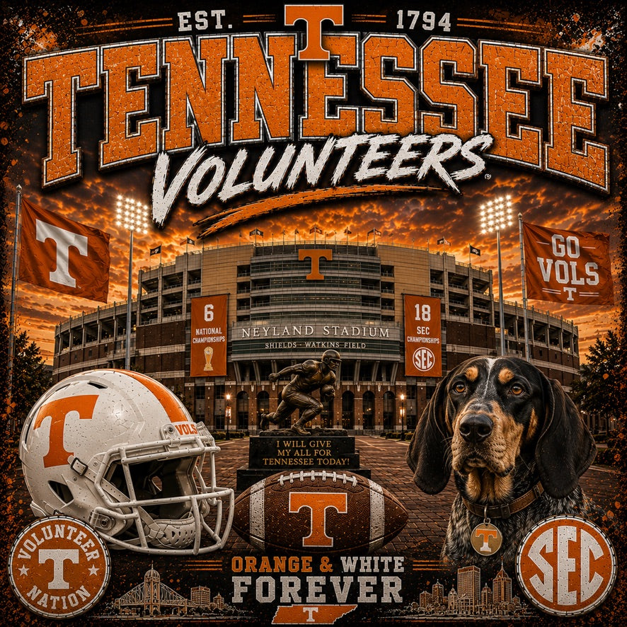 Tennessee Volunteers Vintage Stadium Graphic Tee | Neyland Stadium | Vols Football Shirt
