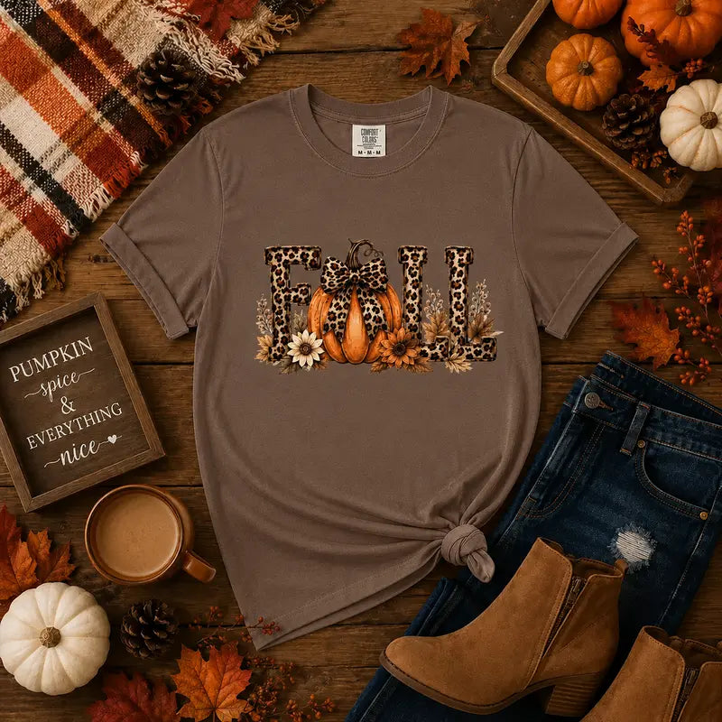 Fall Leopard Pumpkin Graphic Tee