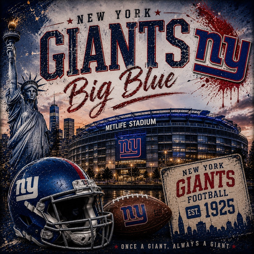New York Giants Big Blue Graphic Tee | MetLife Stadium | NY Football Shirt | Giants Gameday Tee