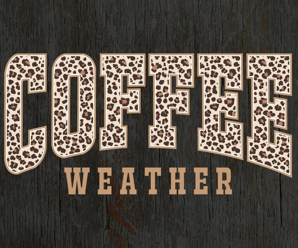 Coffee Weather Leopard Print Graphic Tee