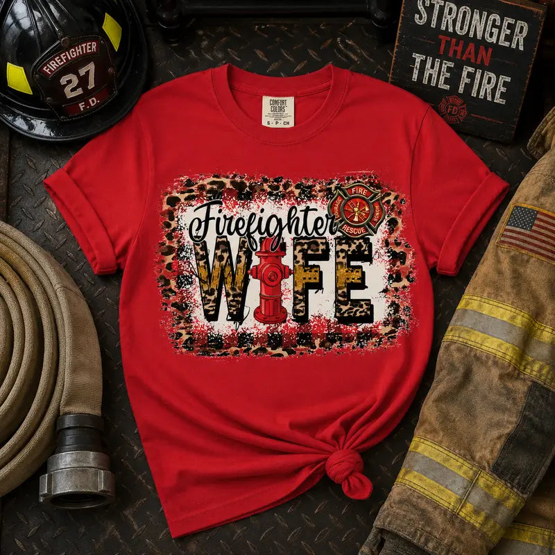 Firefighter Wife Leopard Graphic Tee