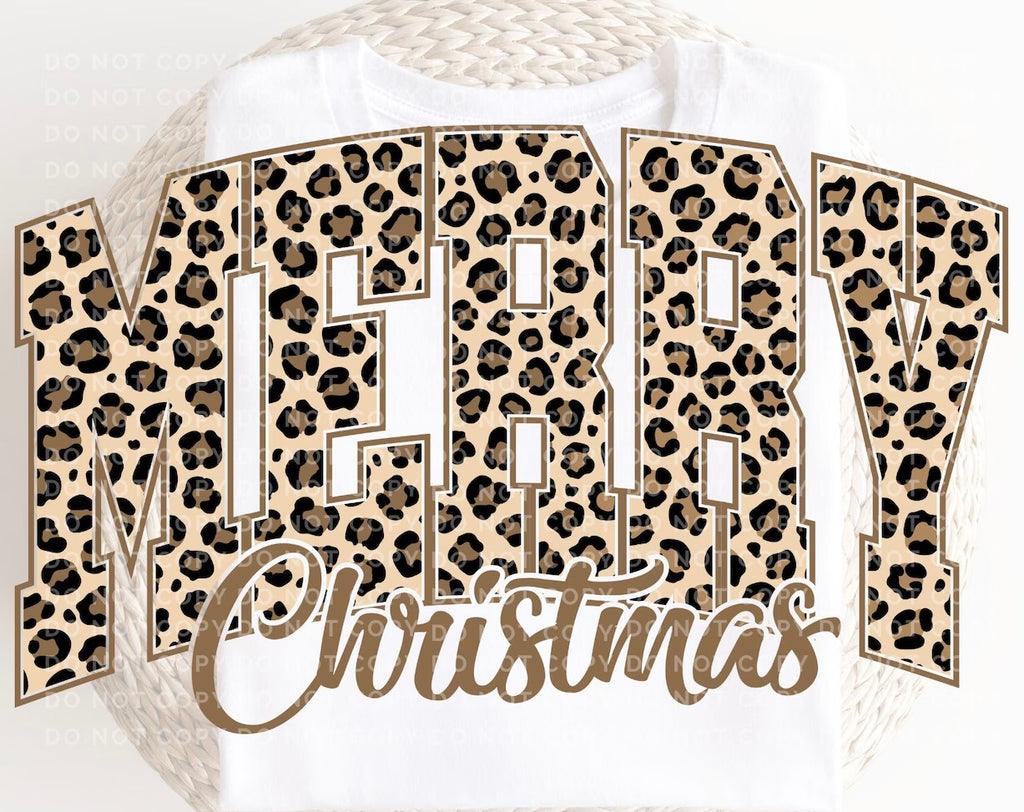 Merry Christmas Leopard Graphic Tee