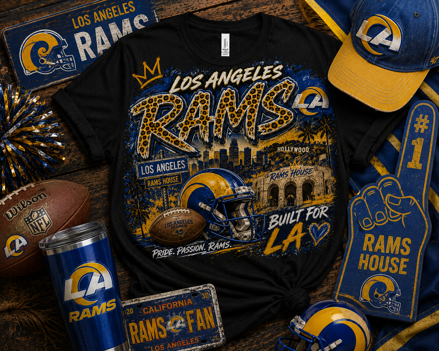 Los Angeles Rams House Leopard Game Day Graphic Tee
