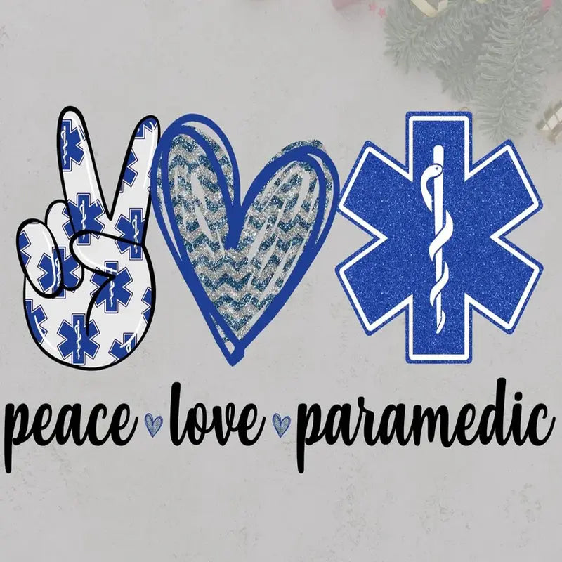 Peace Love Paramedic Glitter Graphic Tee