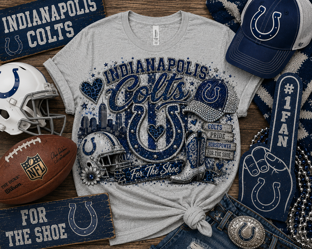 Indianapolis Colts For The Shoe Glitter Game Day Graphic Tee