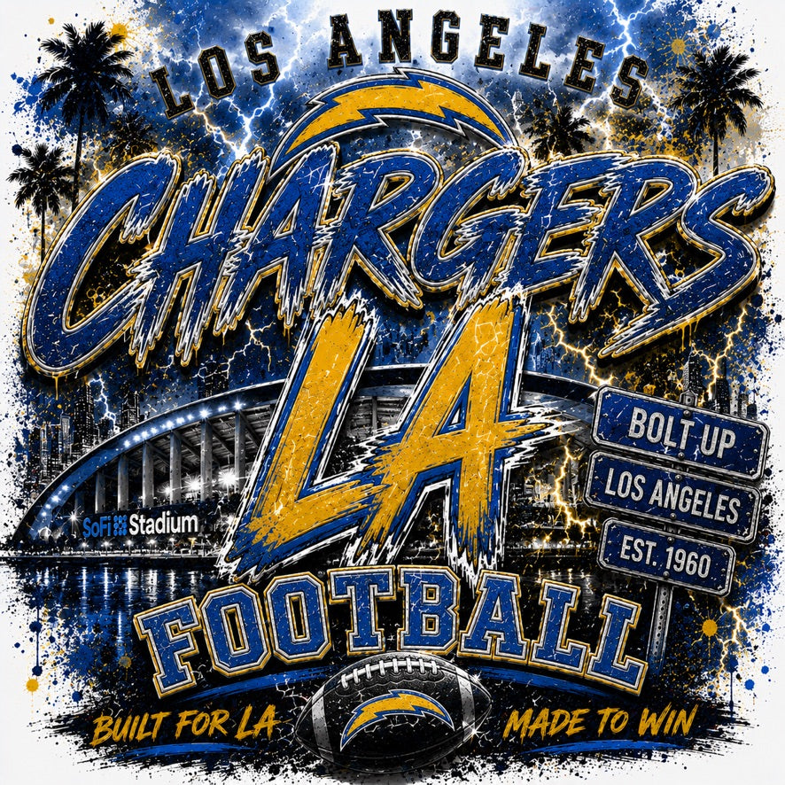 Los Angeles Chargers LA Football Graphic Tee | SoFi Stadium | NFL Fan Shirt | Bolt Up | Gameday Shirt