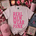 Real Men Wear Pink Breast Cancer Awareness Graphic Tee