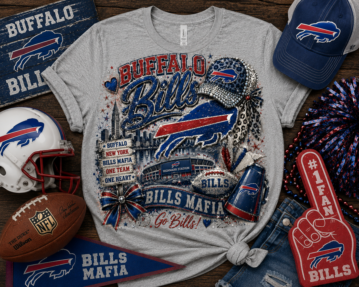 Buffalo Bills Mafia Glitter Game Day Graphic Tee