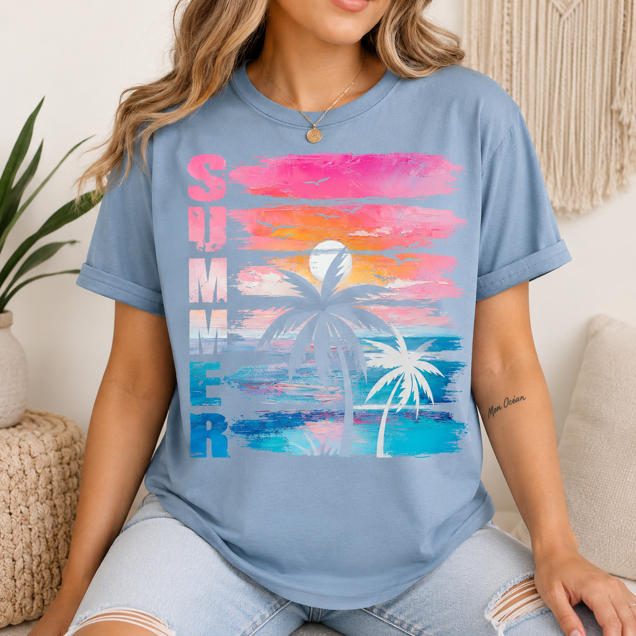 Summer Sunset Tropical Graphic Tee