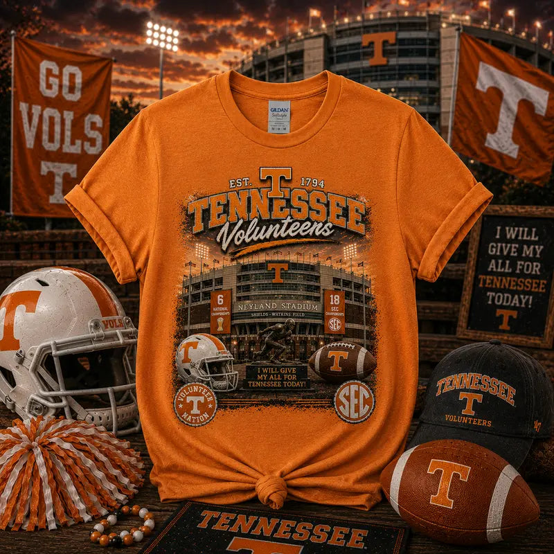 Tennessee Volunteers Vintage Stadium Graphic Tee | Neyland Stadium | Vols Football Shirt