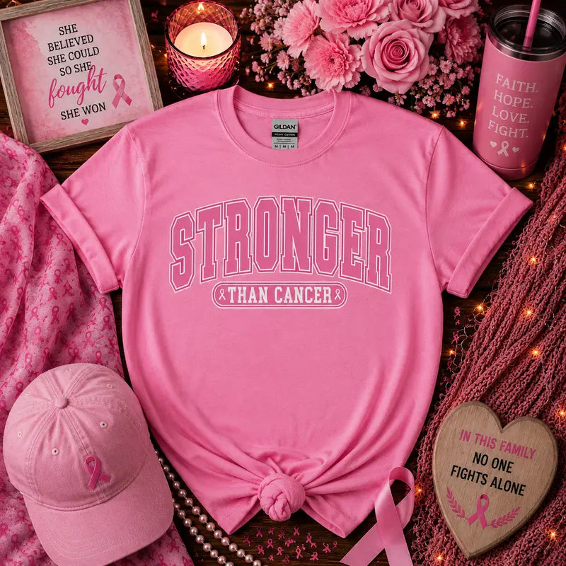 Stronger Than Cancer Breast Cancer Awareness Graphic Tee