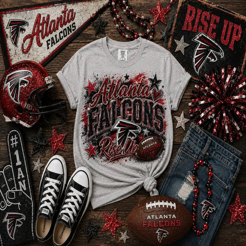 Atlanta Falcons Rise Up Glitter Game Day Graphic Tee