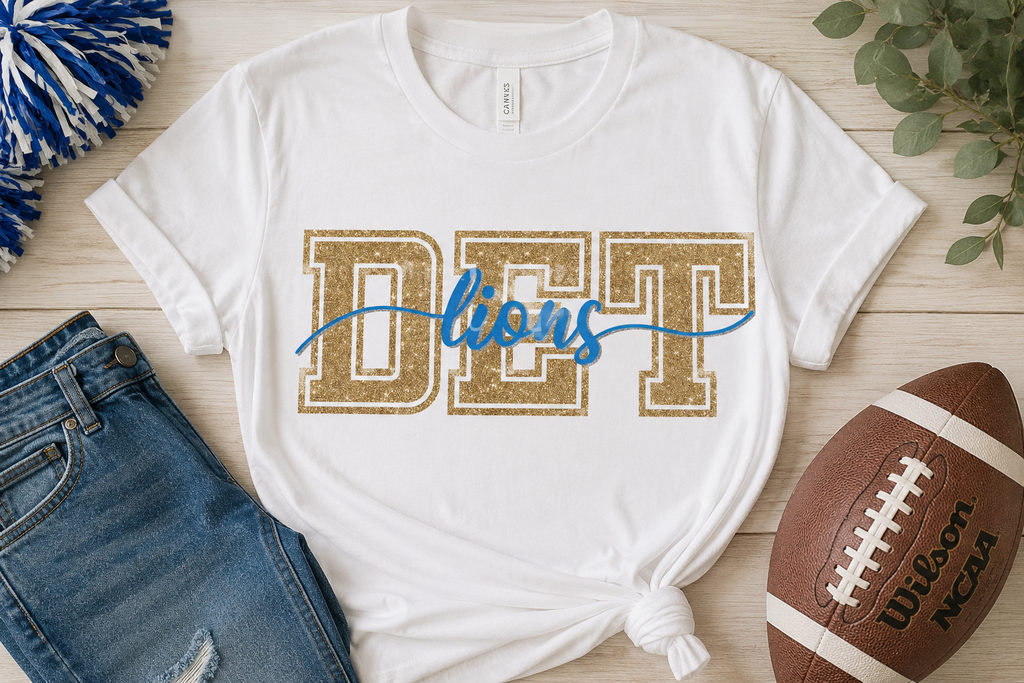 DET Lions Glitter Game Day Graphic Tee