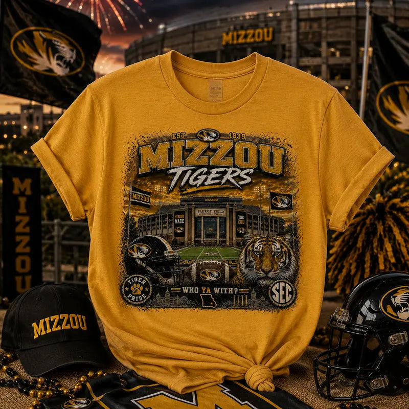 Mizzou Tigers Vintage Stadium Graphic Tee | Faurot Field at Memorial Stadium