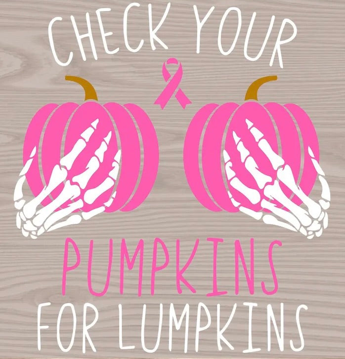 Check Your Pumpkins for Lumpkins Breast Cancer Awareness Graphic Tee