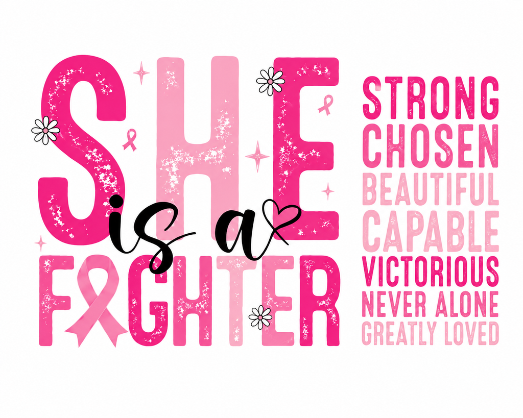 She Is a Fighter Breast Cancer Awareness Graphic Tee