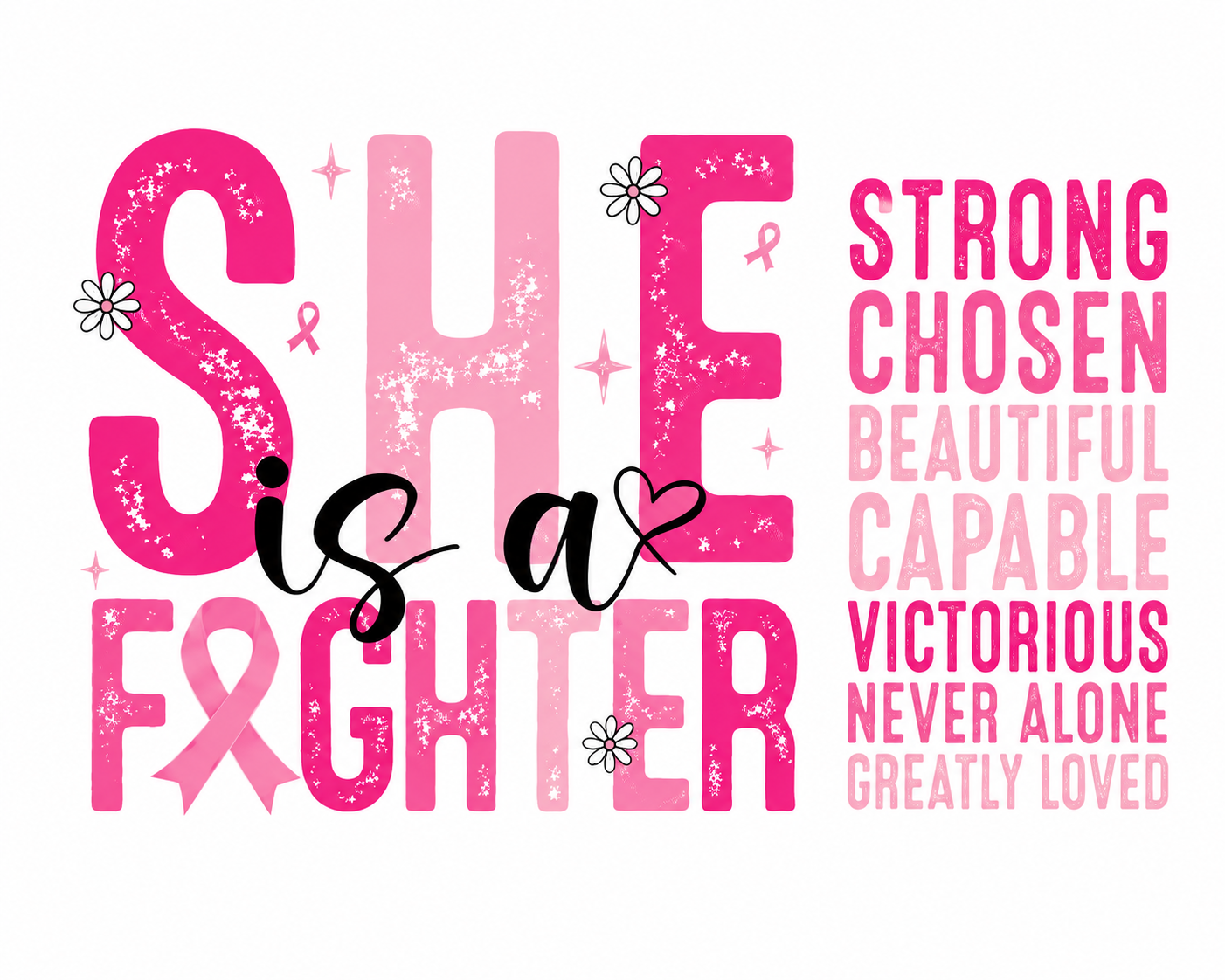 She Is a Fighter Breast Cancer Awareness Graphic Tee