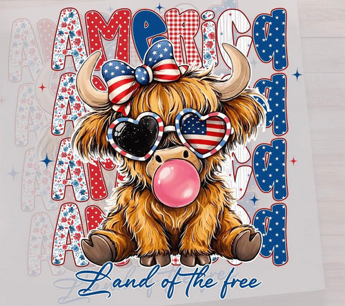 America Highland Cow Graphic Tee