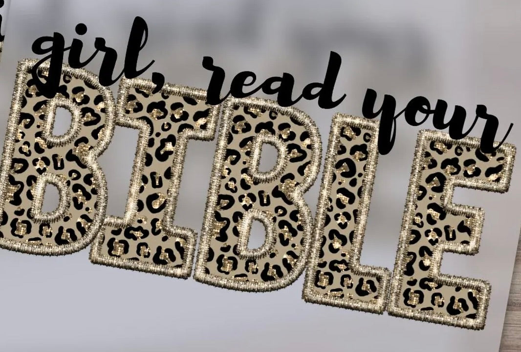 Girl, Read Your Bible Leopard Print Faith Tee
