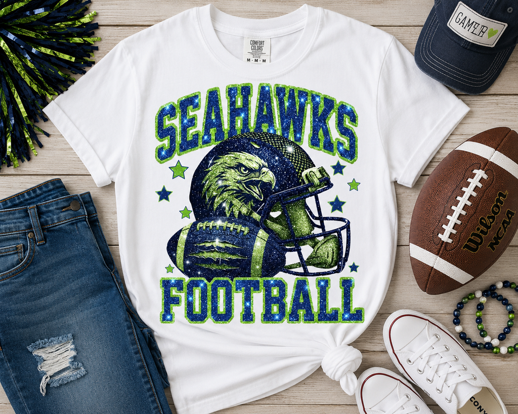 Seattle Football Glitter Graphic Tee