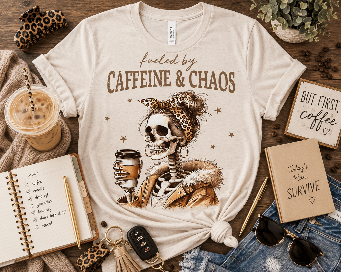 Fueled By Caffeine & Chaos Graphic Tee