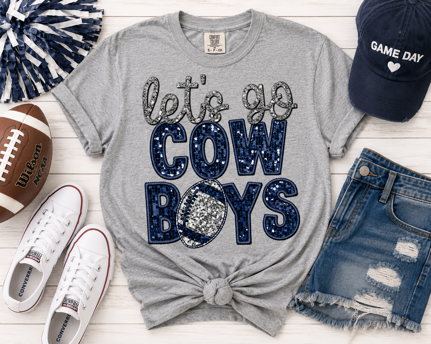 Let's Go Cowboys Sequin Style Graphic Tee