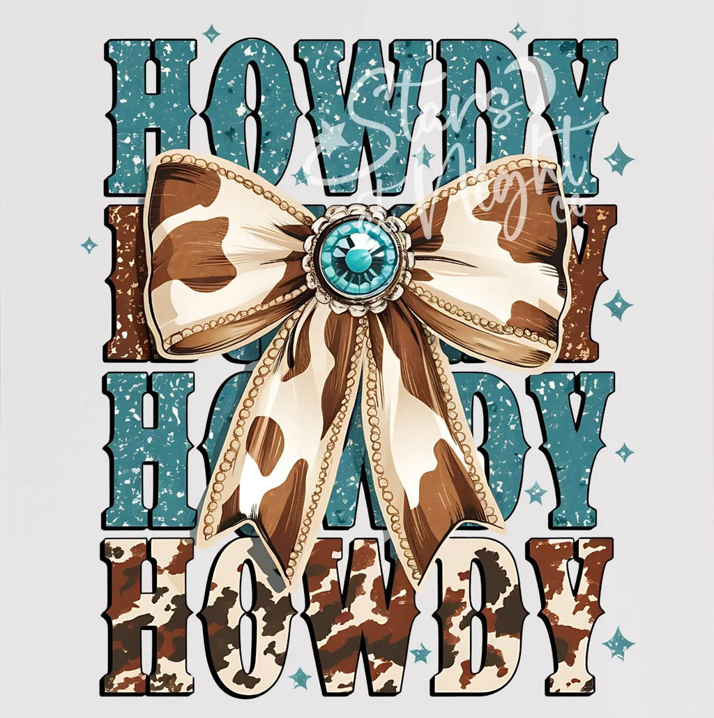 Cow Print Bow Howdy Tee
