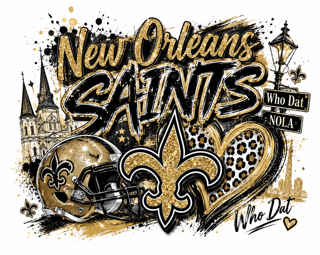 New Orleans Saints Who Dat Glitter Game Day Graphic Tee