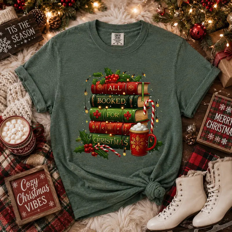 All Booked for Christmas Graphic Tee