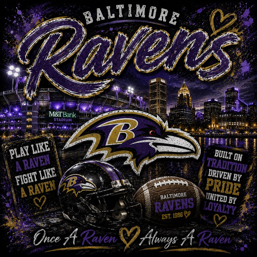 Baltimore Ravens Once a Raven Always a Raven Graphic Tee | M&T Bank Stadium | NFL Fan Shirt | Ravens Football | Gameday Shirt