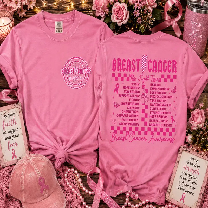 Breast Cancer Fight Tour Front & Back Graphic Tee