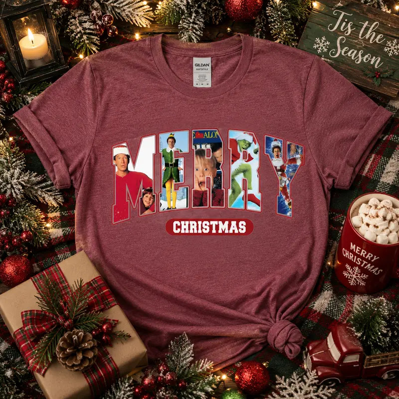 Merry Christmas Movie Mashup Graphic Tee