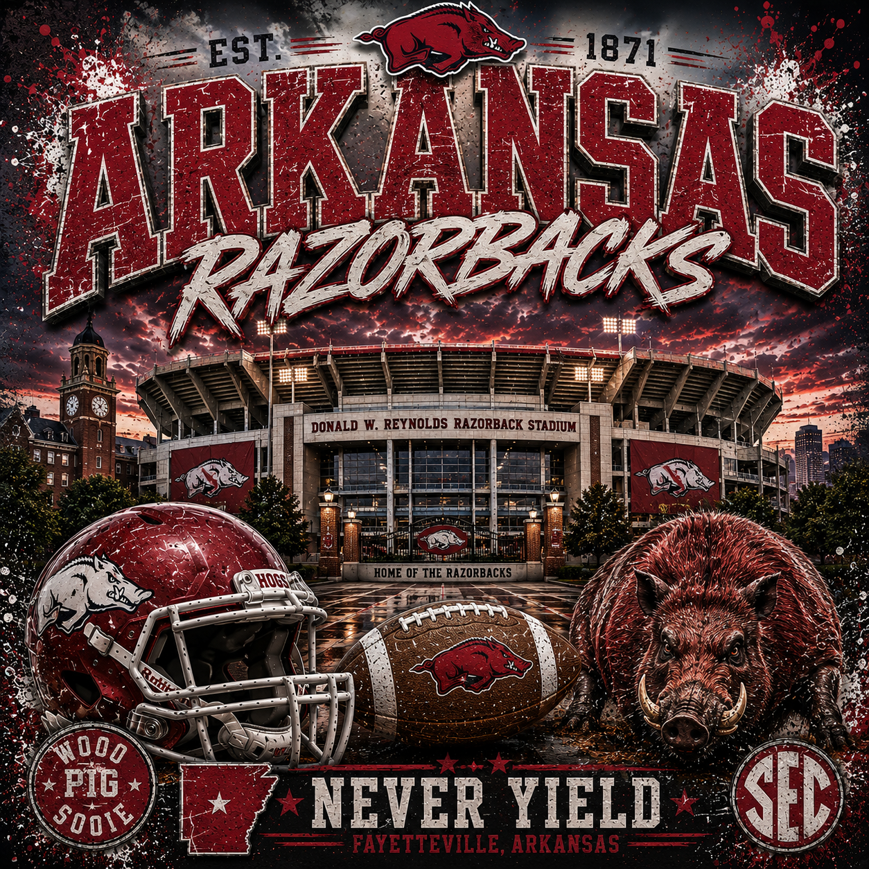 Arkansas Razorbacks | Donald W. Reynolds Razorback Stadium Graphic Tee