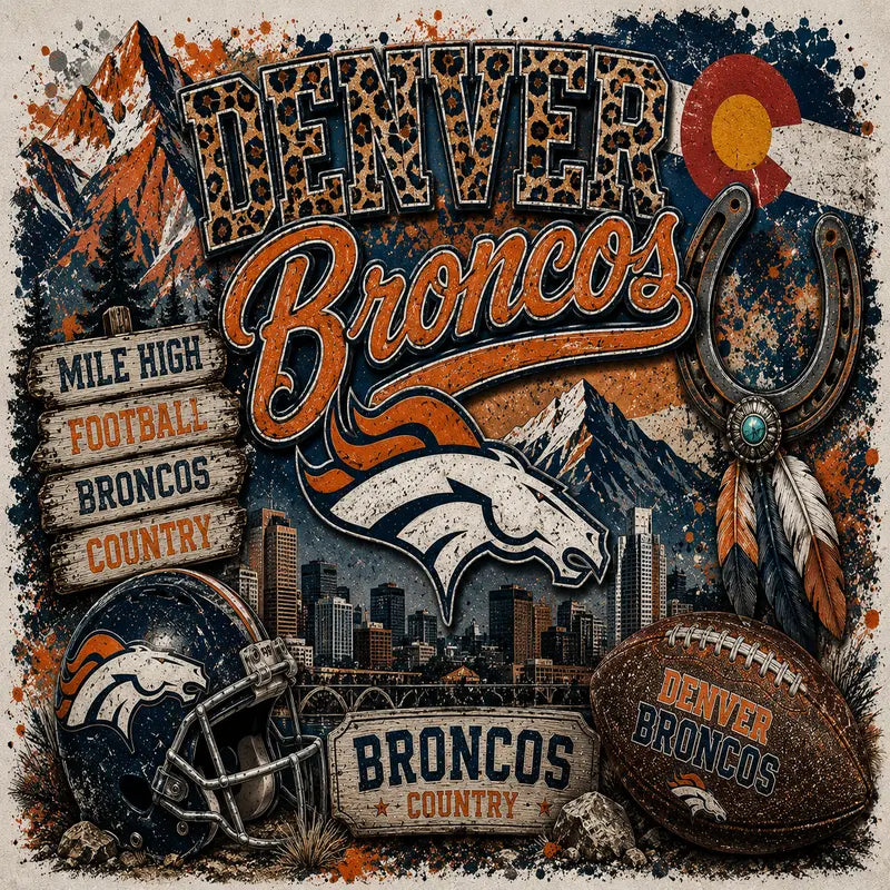 Denver Broncos Country Vintage Western Graphic Tee