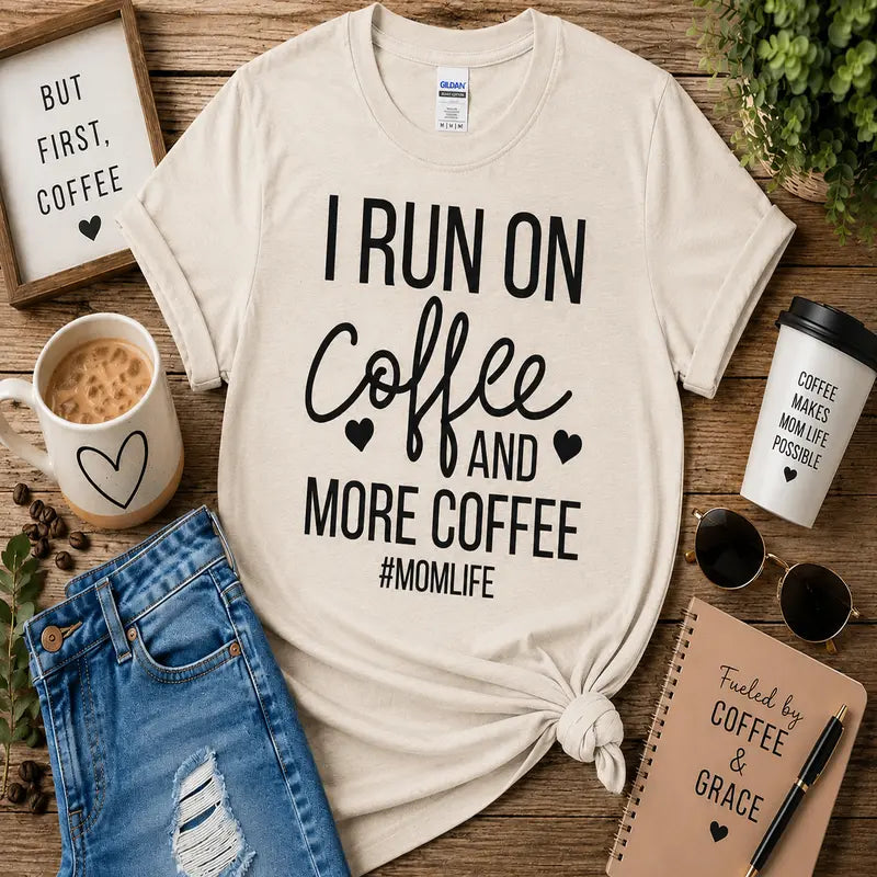I Run on Coffee & More Coffee Graphic Tee