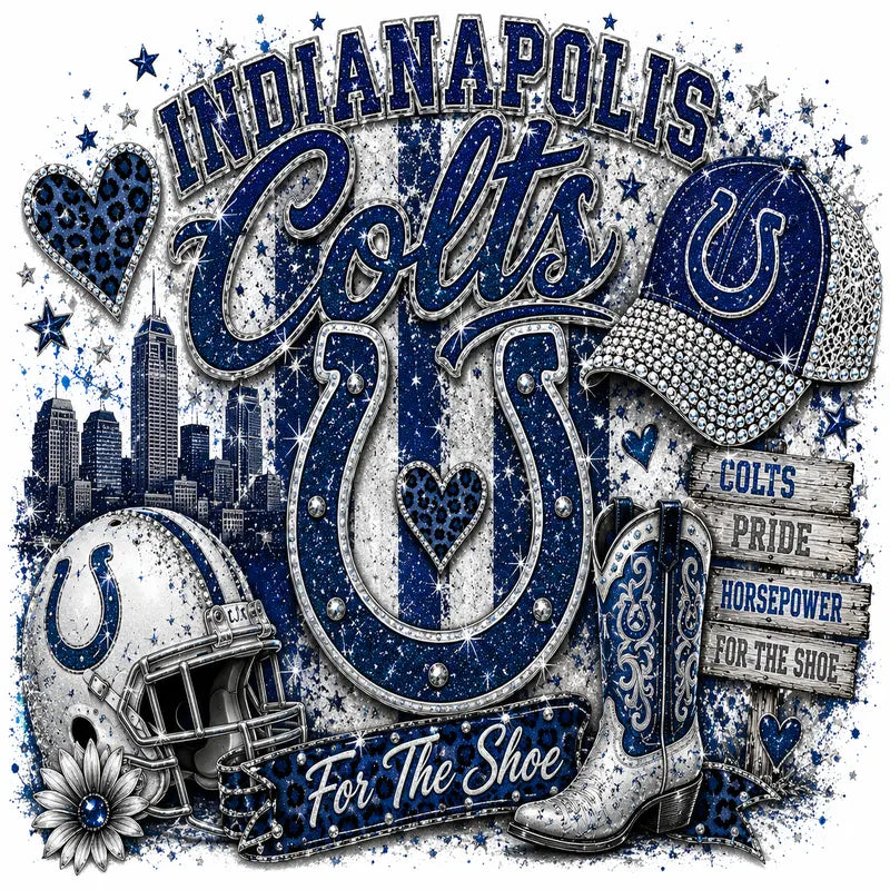 Indianapolis Colts For The Shoe Glitter Game Day Graphic Tee