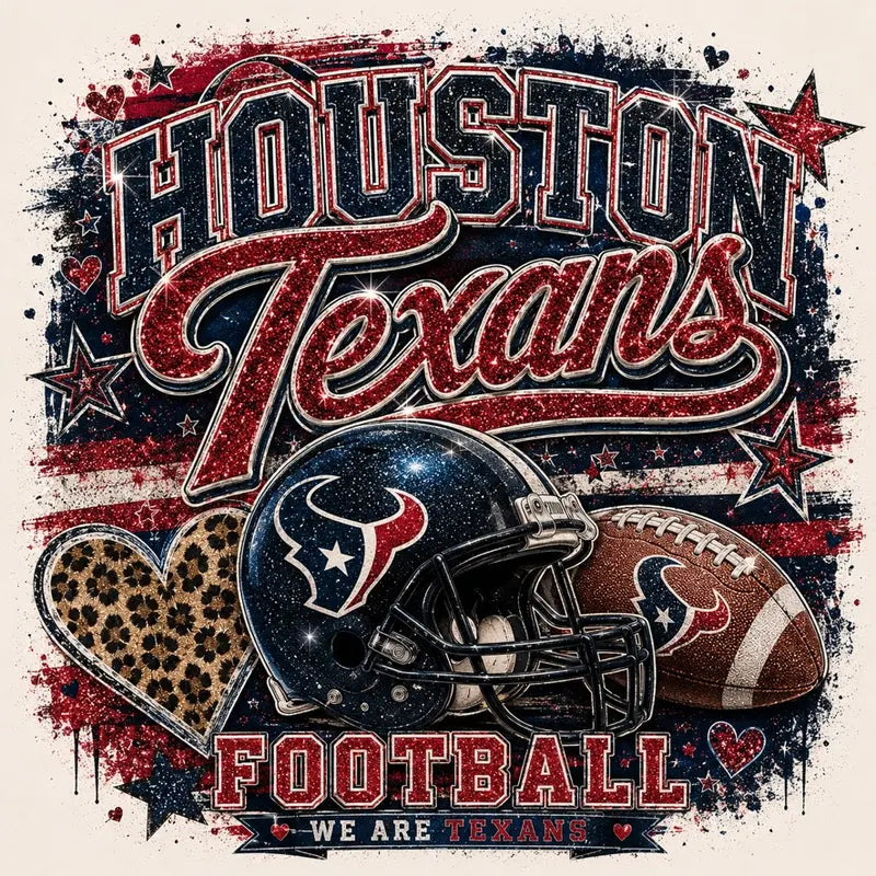 Houston Texans Glitter Heart Football Tee