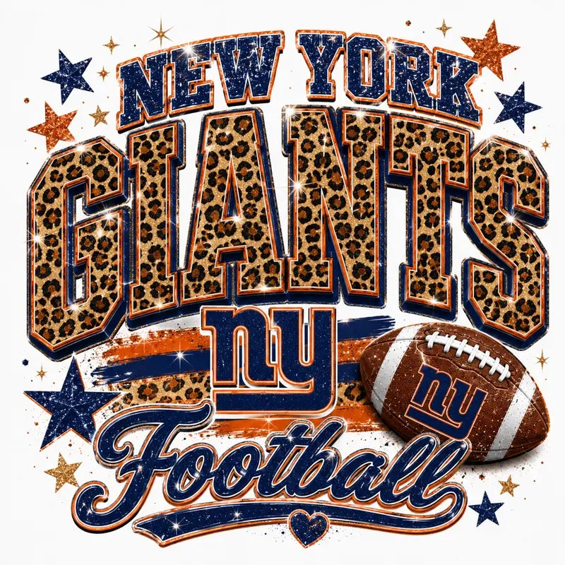 New York Giants Leopard Football Graphic Tee