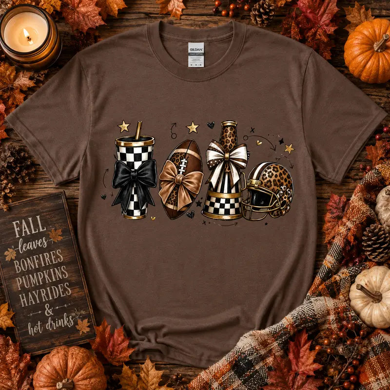 Football Bows & Game Day Vibes Graphic Tee | Cute Fall Football Shirt