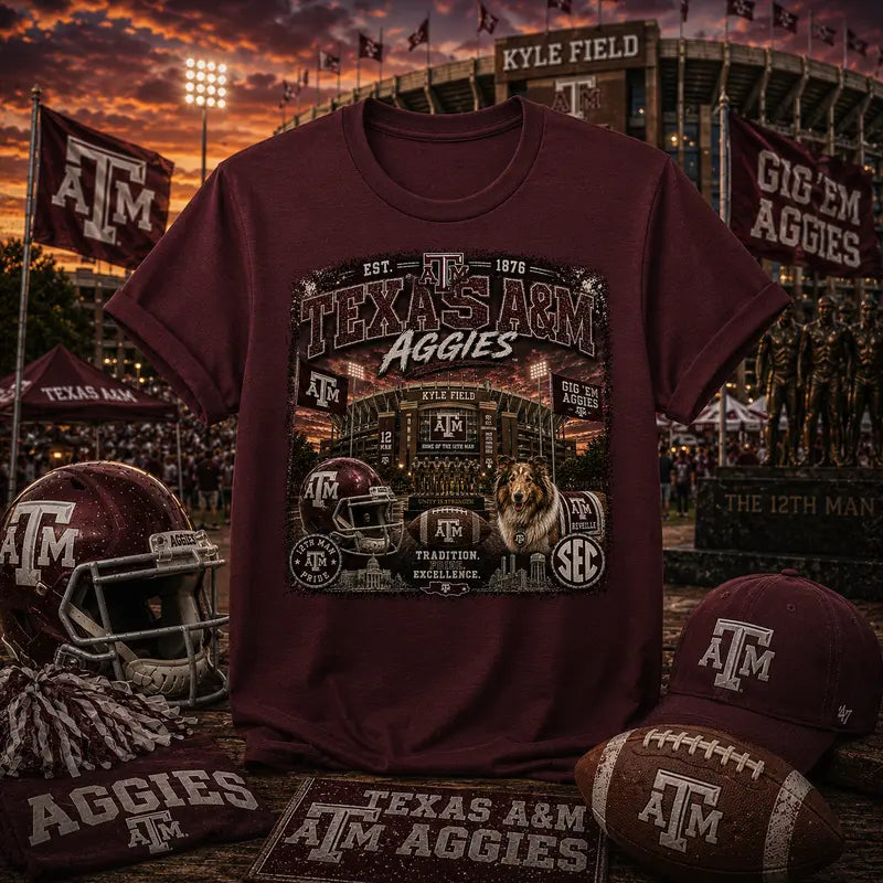 Texas A&M Aggies Vintage Stadium Graphic Tee | Kyle Field