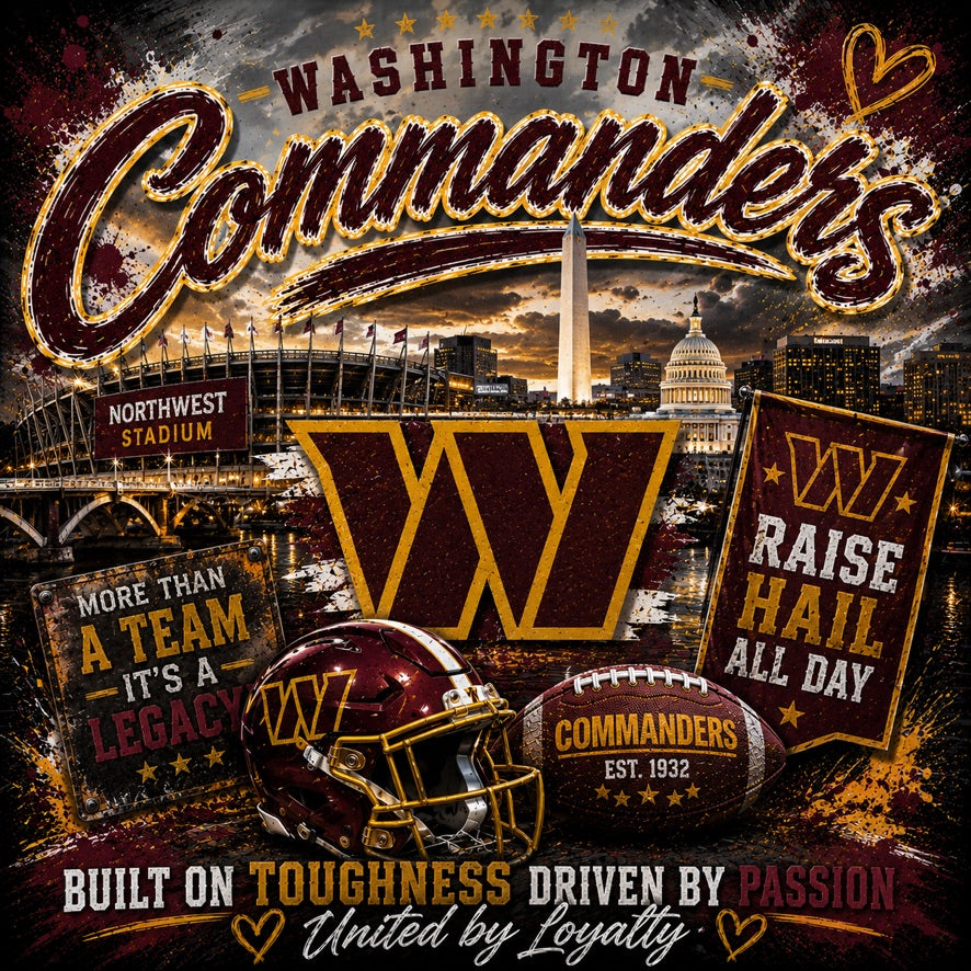 Washington Commanders Raise Hail Graphic Tee | Washington DC Football | NFL Fan Shirt | Burgundy & Gold | Gameday Shirt
