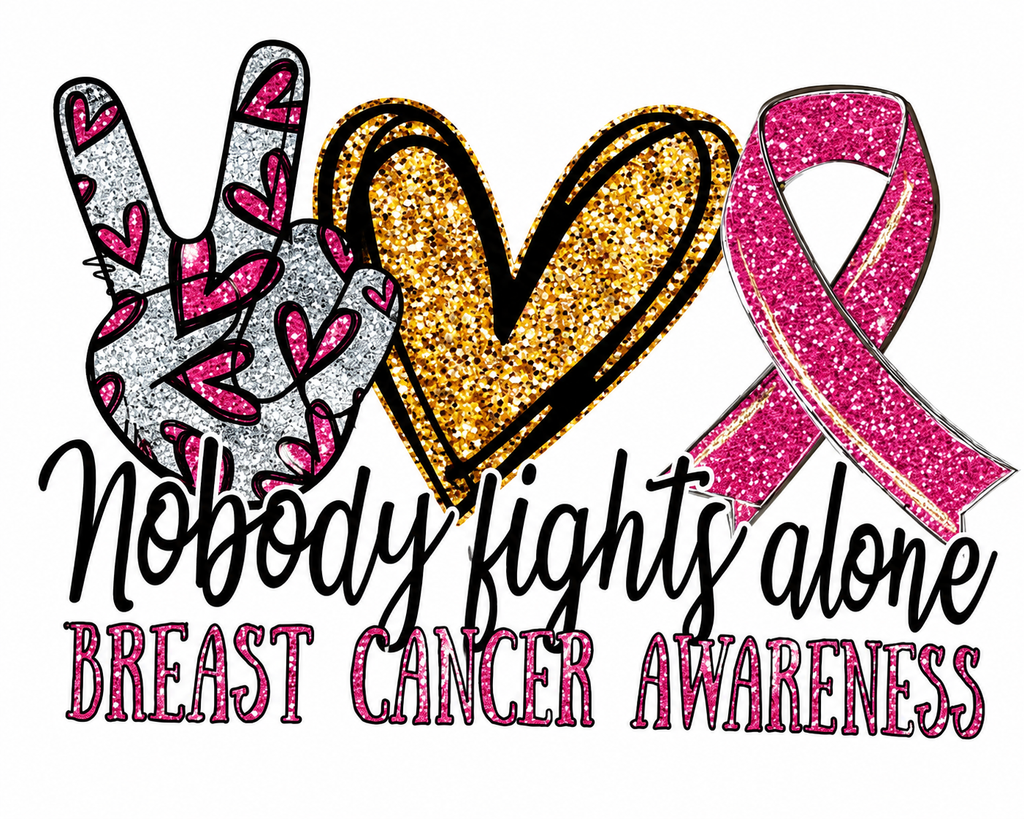 Nobody Fights Alone Breast Cancer Awareness Graphic Tee