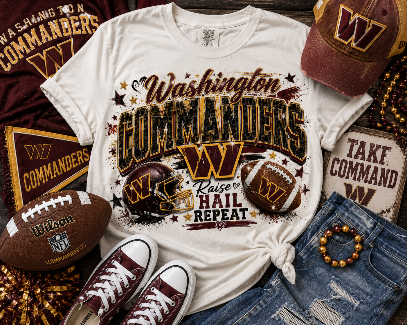 Washington Commanders Raise Hail Repeat Graphic Tee