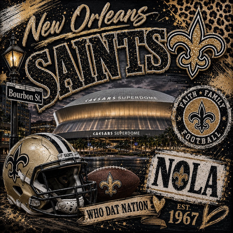 New Orleans Saints Football Graphic Tee | Caesars Superdome | Who Dat Nation | NOLA Gameday Shirt