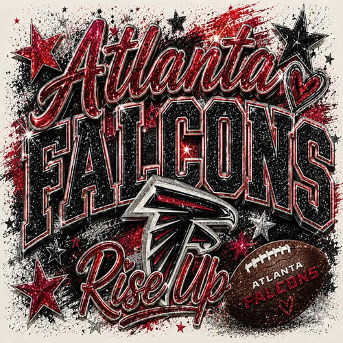 Atlanta Falcons Rise Up Glitter Game Day Graphic Tee